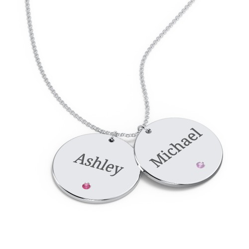 Engravable 2 Disc Pendant with Birthstone