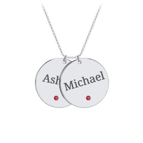 Engravable 2 Disc Pendant with Birthstone
