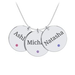 Engravable 3 Disc Pendant with Birthstone