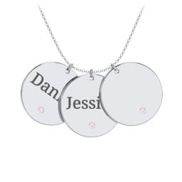 Engravable 3 Disc Pendant with Birthstone