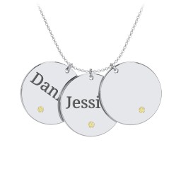 Engravable 3 Disc Pendant with Birthstone
