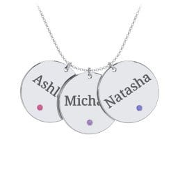 Engravable 3 Disc Pendant with Birthstone