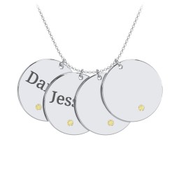Engravable 4 Disc Pendant with Birthstone