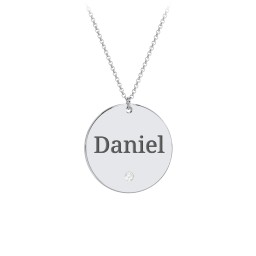 Engravable Disc Pendant with Birthstone