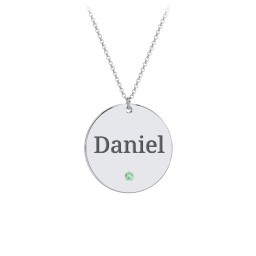Engravable Disc Pendant with Birthstone