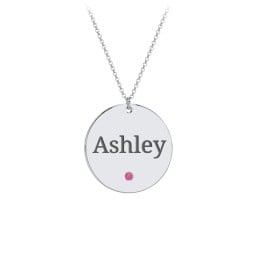 Engravable Disc Pendant with Birthstone