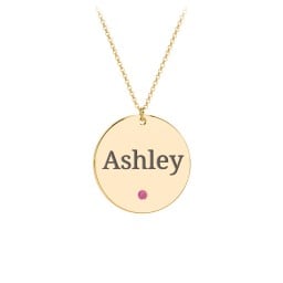 Engravable Disc Pendant with Birthstone