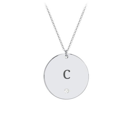 Engravable Disc Pendant with Birthstone