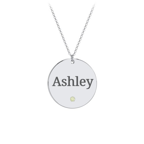 Engravable Disc Pendant with Birthstone