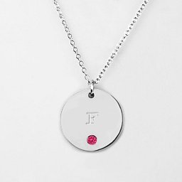 Birthstone F Initial Disc Pendant