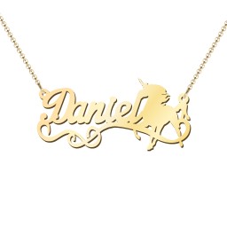 Unicorn Name Necklace in 18K Gold Plated Silver
