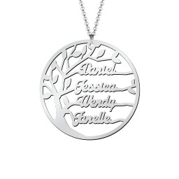 Family Tree Cutout Necklace in 925 Sterling Silver