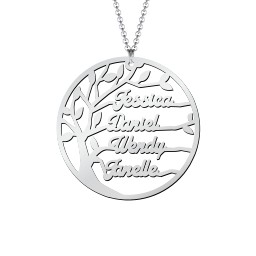 Family Tree Cutout Necklace in 925 Sterling Silver