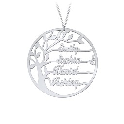 Family Tree Cutout Necklace in 925 Sterling Silver