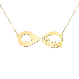 Remember Me Infinity Name Necklace in 10K Solid Yellow Gold
