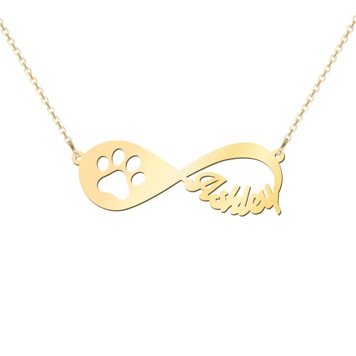 Love You Fur-ever Infinity Name Necklace – 10K Yellow Gold