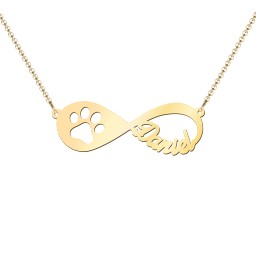 Love You Fur-ever Infinity Name Necklace in 18K Gold Plated Silver