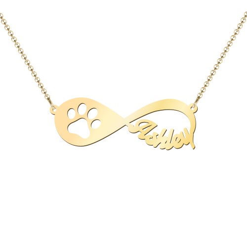 Love You Fur-ever Infinity Name Necklace – 18K Gold Plated Silver