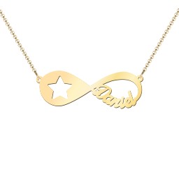 Star Light, Star Bright Infinity Name Necklace in 18K Gold Plated Silver