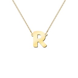 Initial Letter Necklace in 18K Gold Plated Silver with Blue Sapphire