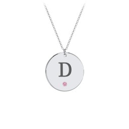 Birthstone Initial Disc Pendant