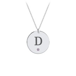 Birthstone Initial Disc Pendant