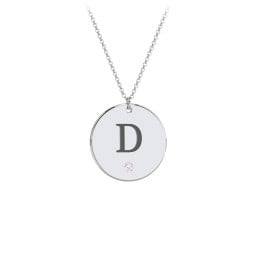 Birthstone Initial Disc Pendant