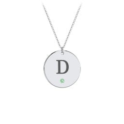 Birthstone Initial Disc Pendant