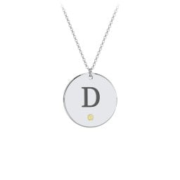 Birthstone Initial Disc Pendant