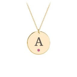 Birthstone Initial Disc Pendant