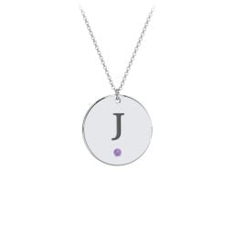 Birthstone Initial Disc Pendant