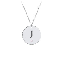 Birthstone Initial Disc Pendant
