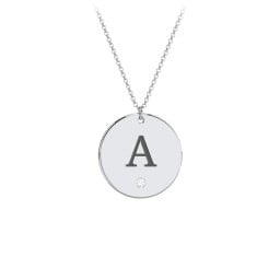 Birthstone Initial Disc Pendant