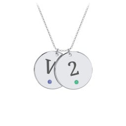 Birthstone Initial 2 Disc Pendant