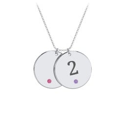 Birthstone Initial 2 Disc Pendant
