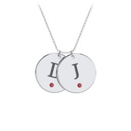 Birthstone Initial 2 Disc Pendant