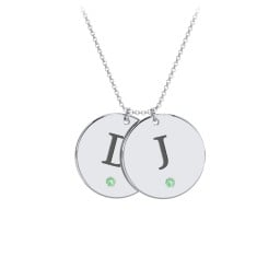 Birthstone Initial 2 Disc Pendant