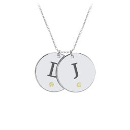 Birthstone Initial 2 Disc Pendant