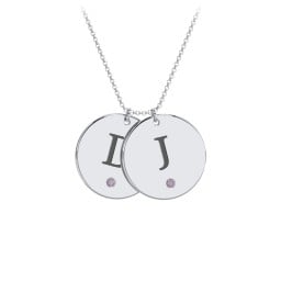 Birthstone Initial 2 Disc Pendant