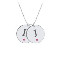 Birthstone Initial 2 Disc Pendant
