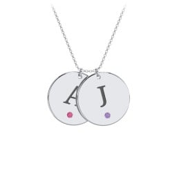 Birthstone Initial 2 Disc Pendant