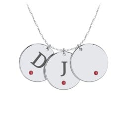 Birthstone Initial 3 Disc Pendant