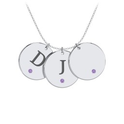 Birthstone Initial 3 Disc Pendant