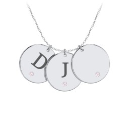 Birthstone Initial 3 Disc Pendant