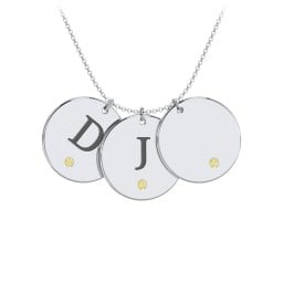 Birthstone Initial 3 Disc Pendant