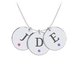 Birthstone Initial 3 Disc Pendant