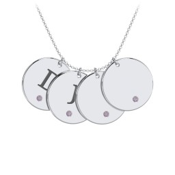 Birthstone Initial 4 Disc Pendant