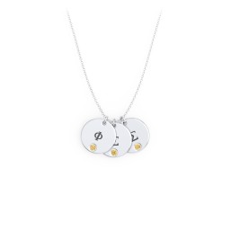 Engravable Disc Sorority Pendant with Birthstone in 925 Sterling Silver with Citrine