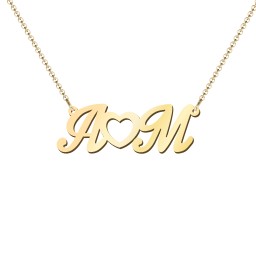Initials and Heart Pendant in 18K Gold Plated Silver