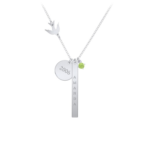 Milestone Necklace with Bird Charm